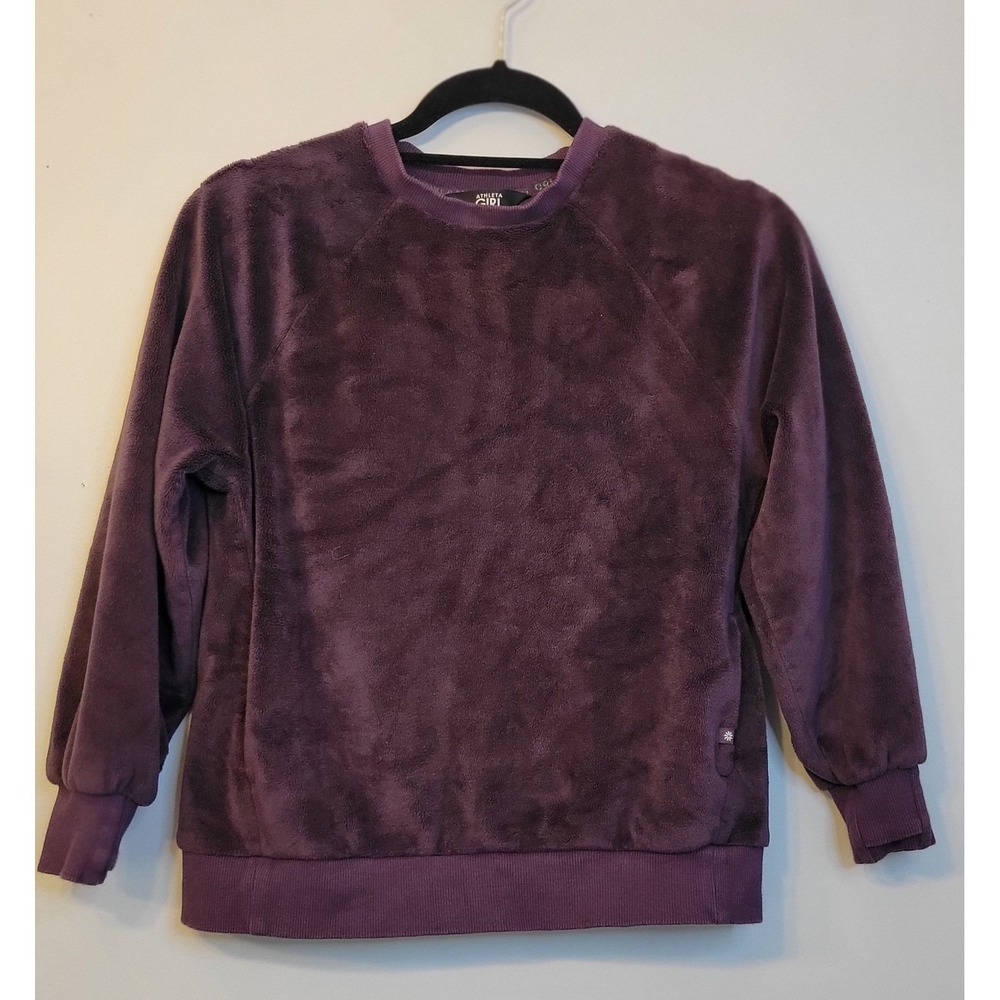 Athleta Girl Feelin Great Plush Crewneck Sweatshirt Fuzzy Fleece Plum Purple M